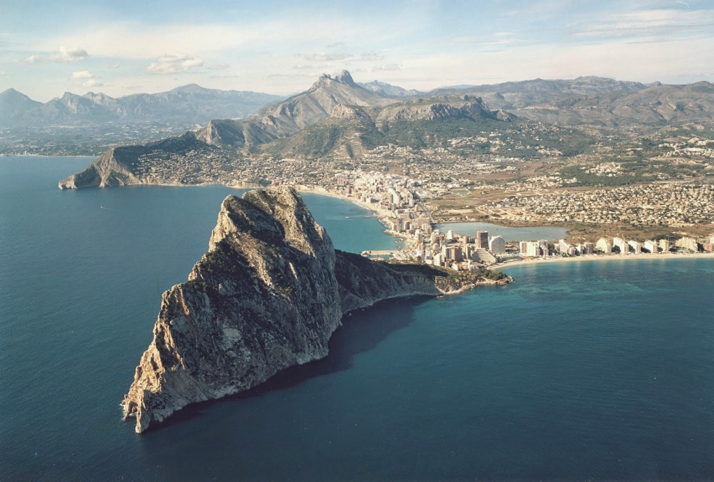 Aerial view of the Peñón de Ifach and Calpe coastline